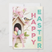 Nestled Blessings – Easter Birdhouse Charm Karte (Vorderseite)