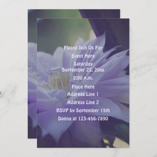 Nestled Clematis Blume Party Einladung (Vorne/Hinten)