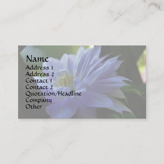 Nestled Lila Clematis Floral Business Card Visitenkarte (Vorderseite)