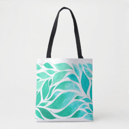 Nestling Blätter in Watercolor Ombre Tote Bag Tasche