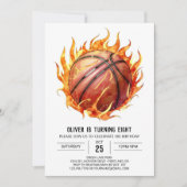 Net Custom Elegant Basketball Geburtstag Einladung (Vorderseite)