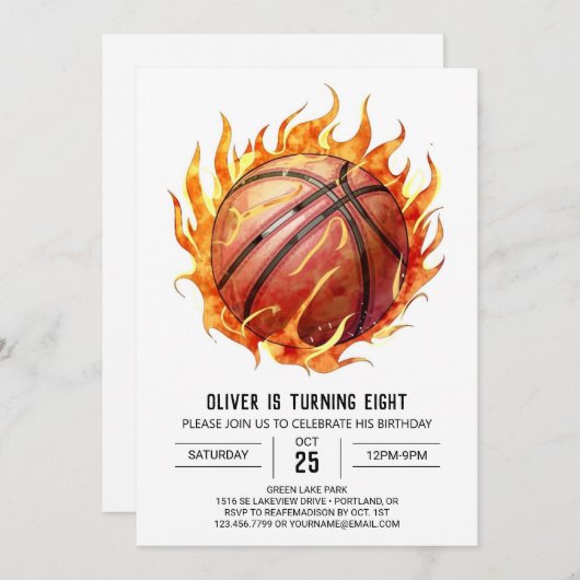 Net Custom Elegant Basketball Geburtstag Einladung (Vorne/Hinten)