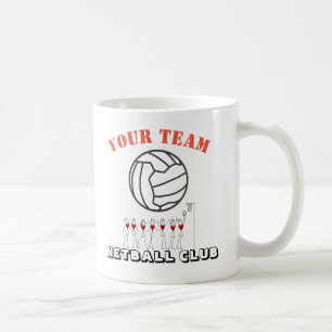 Netball-Ball-Themed Team-Name personalisiert Kaffeetasse