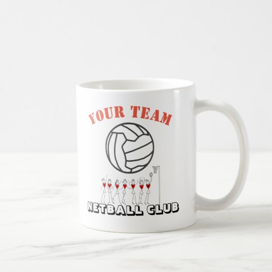 Netball-Ball-Themed Team-Name personalisiert Kaffeetasse (Rechts)