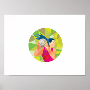 Netball-Ball-Umladung Low Polygon Poster