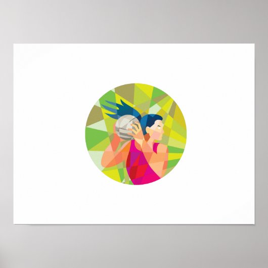 Netball-Ball-Umladung Low Polygon Poster (Vorne)