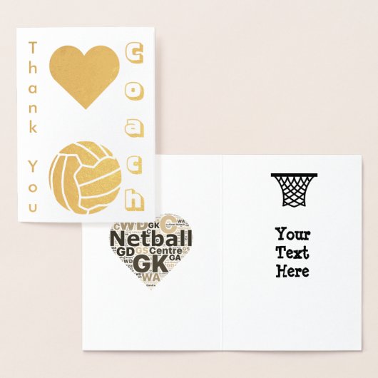 Netball Player Coach Danke Gold Folienkarte (Anzeige)