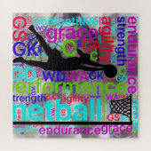 Netball-Player-Positionen für inspirierende Wörter Puzzle (Horizontal)