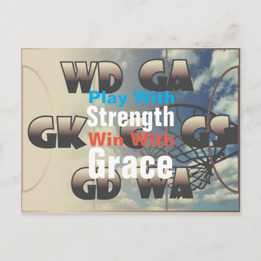 Netball-Player-Positionen mit Kostenvoranschlag Postkarte (Vorderseite)