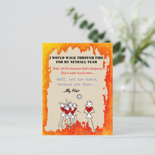Netball-Positionen Strichmännchen mit lustigem Zit Postkarte (Stehend Vorderseite)
