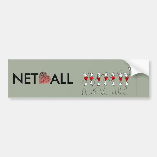 Netball-Positionen und Herz-Entwurf Autoaufkleber (Vorne)