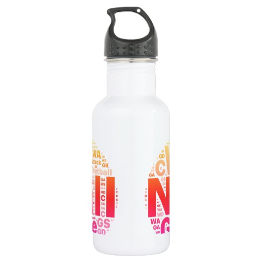 Netball-Positions-Typografie-Entwurf Edelstahlflasche (Rückseite)