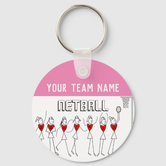 Netball-Team für die Position von Herzspielern Schlüsselanhänger (Vorderseite)