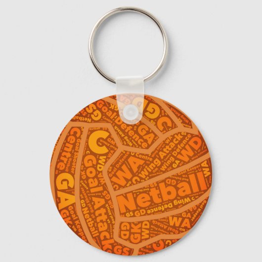 Netball Themed Orange Ball Design Schlüsselanhänger (Vorderseite)