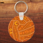 Netball Themed Orange Ball Design Schlüsselanhänger (Vorderseite)