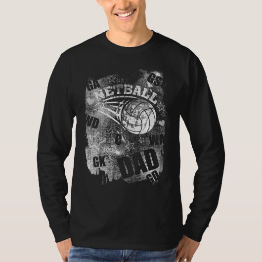 Netball-Vater, Black Grunge Netball T-Shirt (Vorderseite)