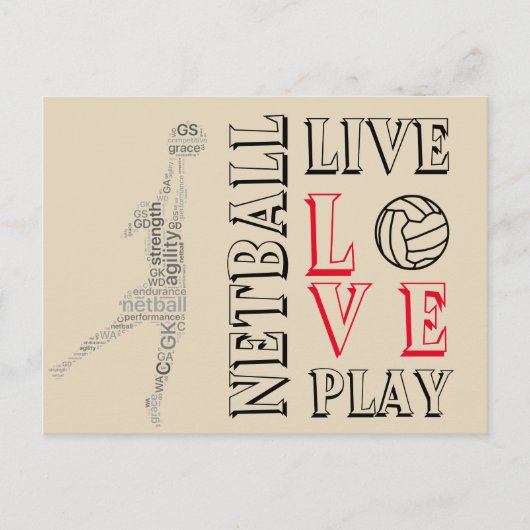 Netball-Zitat für inspirierende Live-Liebe Postkarte (Vorderseite)