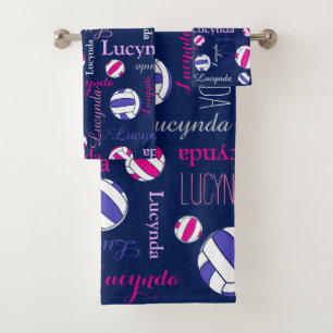 Netballs Sport pinkfarbener weißer individuelle N Badhandtuch Set
