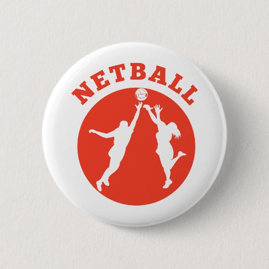 Netballspieler, der für Ball zurückprallt Button (Vorderseite)