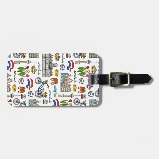 Netherland Gekritzel-Muster Gepäckanhänger (Vorderseite horizontal)