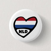 Netherlands Country Code Flag Heart Pin Badge, NLD Button (Vorderseite)