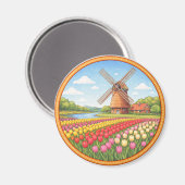 Netherlands' Flowers Fields Magnet (Vorderseite/Rückseite)