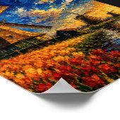 Netherlands: Golden Sunset Windmill Art Souvenir Poster (Ecke)