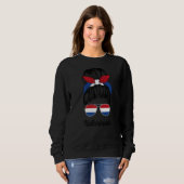 Netherlands Messy Bun Niedlich Dutch Flag Pride Wo Sweatshirt (Vorne ganz)