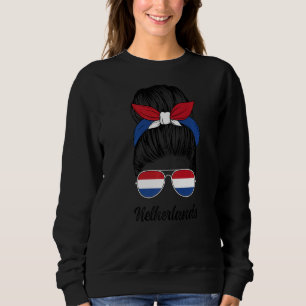 Netherlands Messy Bun Niedlich Dutch Flag Pride Wo Sweatshirt