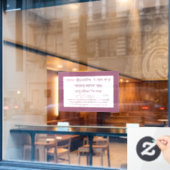 Netilat Yadayim Hebrew Segen Hand waschen Rosa Fensteraufkleber (Café-Fenster)