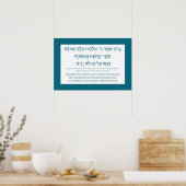 Netilat Yadayim Hebrew Sessing Aquamarin Handwasch Poster (Küche)