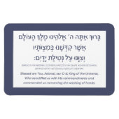 Netilat Yadayim Hebrew Sessing Hand Washing Blue Magnet (Horizontal)