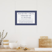 Netilat Yadayim Hebrew Sessing Hand Washing Blue Poster (Küche)