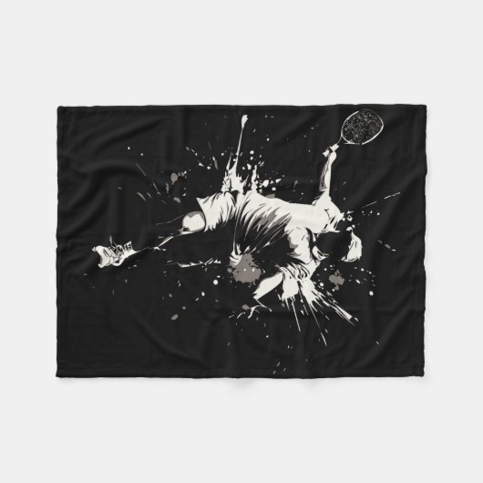 Netll Court Game Paint Splash Dminton Player Boy Fleecedecke (Vorderseite (Horizontal))