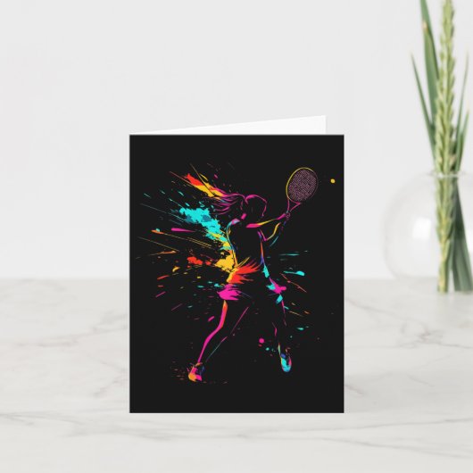 Netll Court Game Paint Splash Dminton Player Girl Karte (Vorderseite)