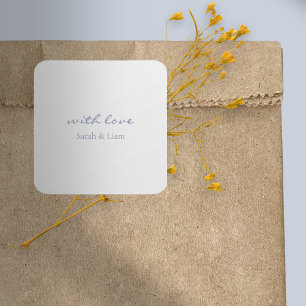 Netral Chic mit Liebe Geschenk Gefallen Hochzeitsa Quadratischer Aufkleber
