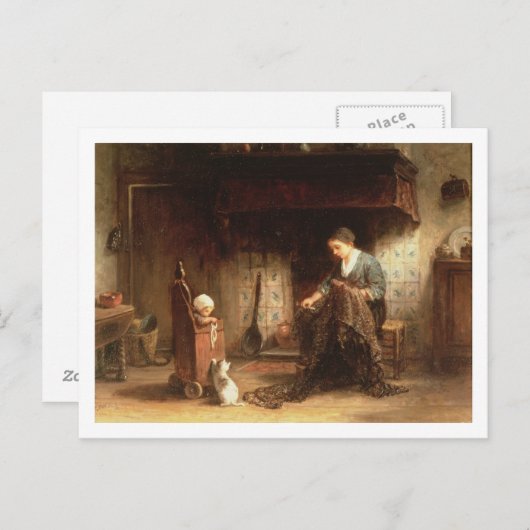 Nets bearbeiten (Öl auf Tafel) Postkarte (Vorne/Hinten)