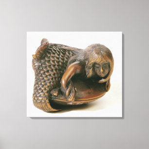Netsuke geschnitzt in Form einer Meerjungfrau Leinwanddruck