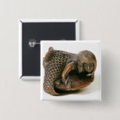 Netsuke schnitzte in Form einer Meerjungfrau Button (Vorne & Hinten)