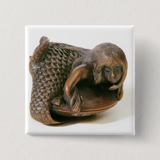 Netsuke schnitzte in Form einer Meerjungfrau Button (Vorderseite)