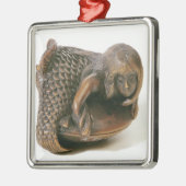 Netsuke schnitzte in Form einer Meerjungfrau Silbernes Ornament (Links)