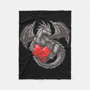 Nett Drache mit großen roten Herz Outfit  Fleecedecke