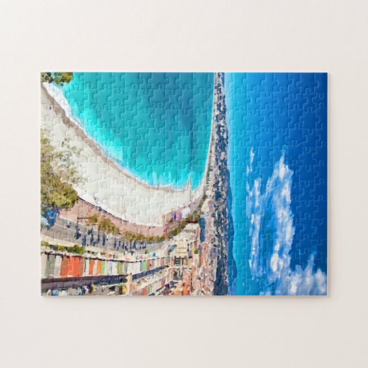 Nett, Frankreich-Küstenlinien-Aquarell Puzzle (Horizontal)