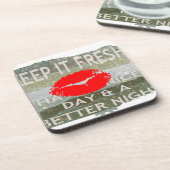 Nett und perfekt Save the Date Getränkeuntersetzer (Linke Seite)