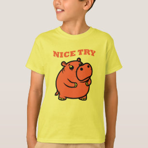 Nett Versuch Hippo Cartoon T-Shirt