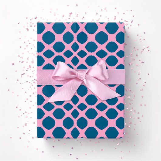 Netta Twist Lattice in Pink and Deep Aqua Geschenkpapier