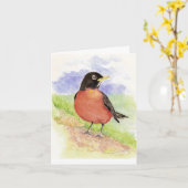 Nette Amerikaner-Robin-Aquarell-Bibel-Schrift Karte (Gelbe Blume)