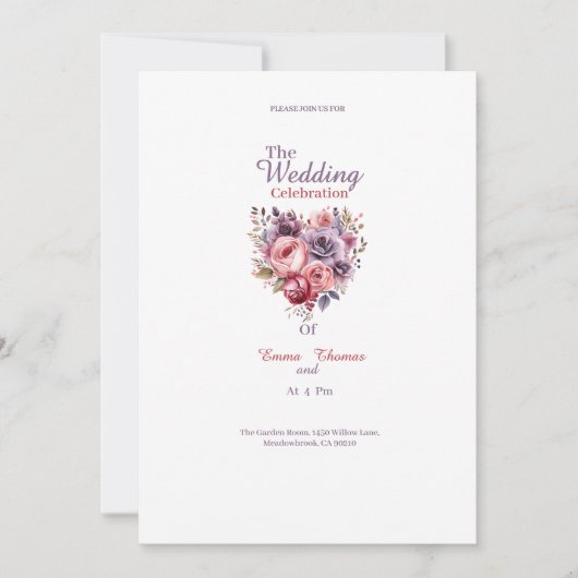nette Blume Hochzeitseinladungen Einladung (Vorderseite)