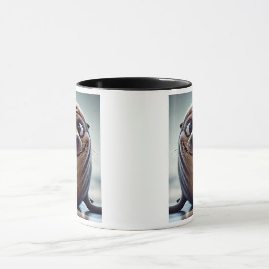 Nette Cartoon Robbe. Tasse (Zentrum)