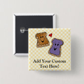 Nette Erdnussbutter-und Gelee-Cartoon-Freunde Button (Vorne & Hinten)